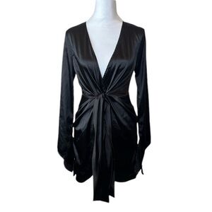 SHEIN- Long sleeve mini dress ties in the front